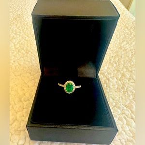 14K SOLID yellow gold Sakota Emerald ring